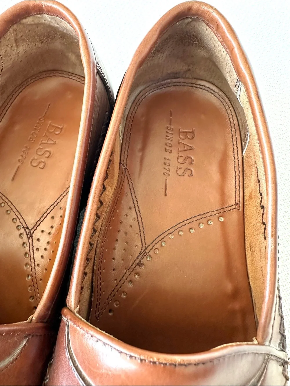 GH Bass Weejuns Mens Size 8 Loafers Brown Leather Woven Tassel Bellagio Moc Toe